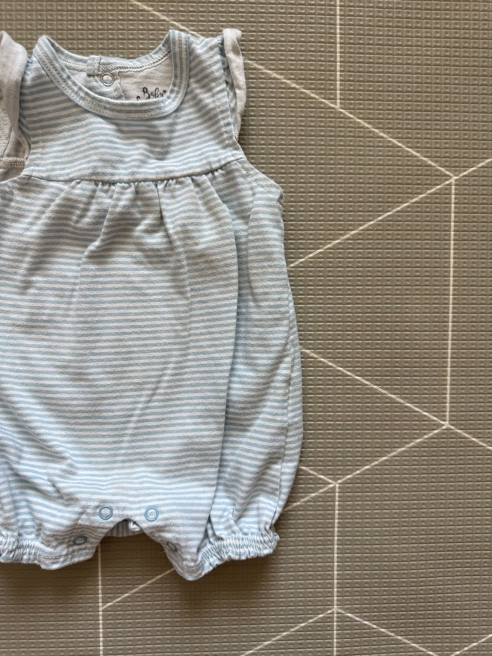 Baby Essentials|Baby girl summer romper,Light Blue and White Striped Onesie•••9M
